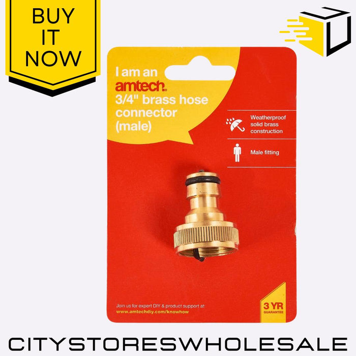 Brass Hose Amtech Connector 3/4" Male Tap Fitting for Garden Hoses & Irrigation