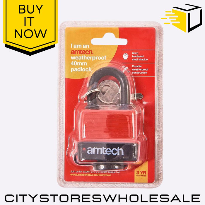 Weatherproof Padlock Amtech 40mm Heavy Duty Outdoor Lock for Gates, Sheds & More