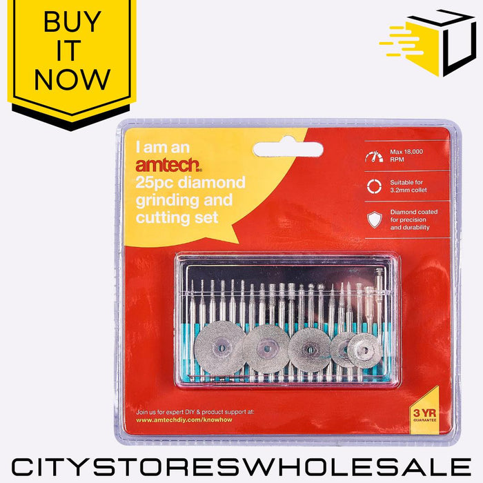 25pc Diamond Amtech Polishing Set Rotary Tool Accessories For Grinding & Buffing