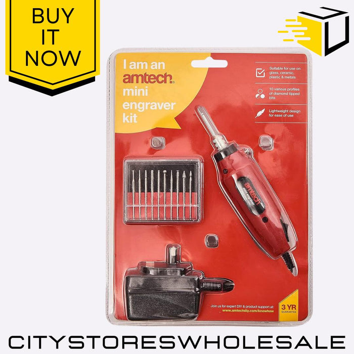 Mini Engraving Amtech Kit Electric Engraver Tool Diamond Bits For Glass 10pc