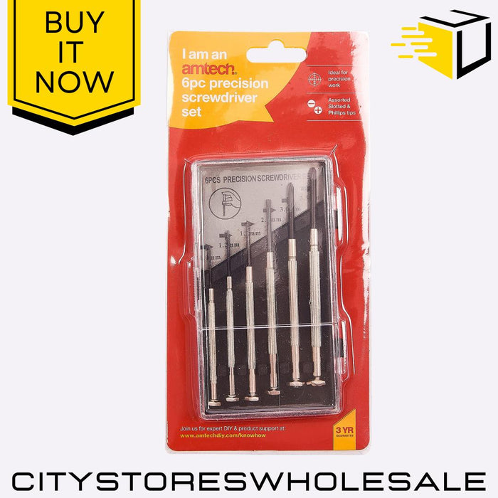 6pc Precision Amtech Screwdriver Set Mini Phillips Flat Head DIY Repair Tools