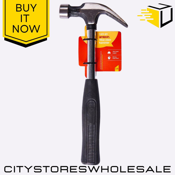 16oz Claw Hammer Amtech Heavy Duty Steel Shaft Anti-Slip Handle DIY & Trade Tool