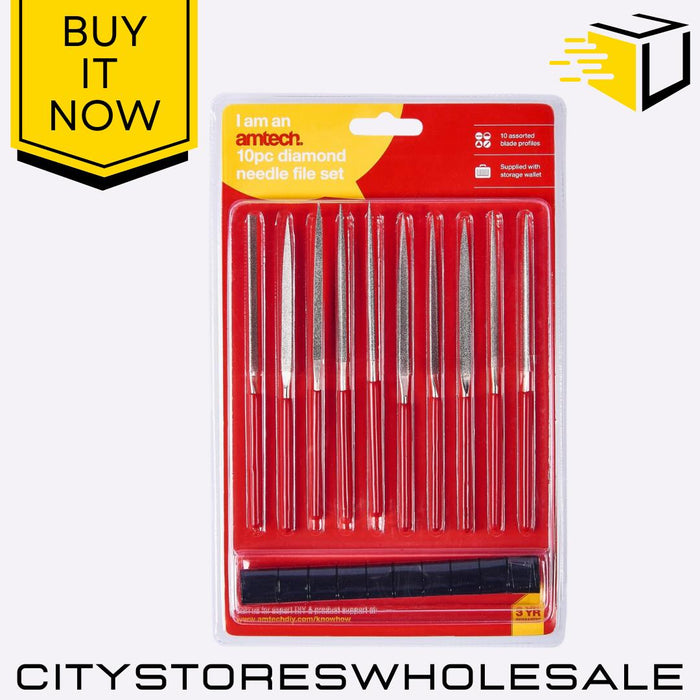 Diamond Amtech Needle File Set 10 Piece Precision Hand Tools For Metal & Wood