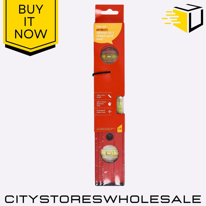 Ribbed Spirit Amtech Level 12 Inch Heavy Duty Bubble Level Accurate Tool