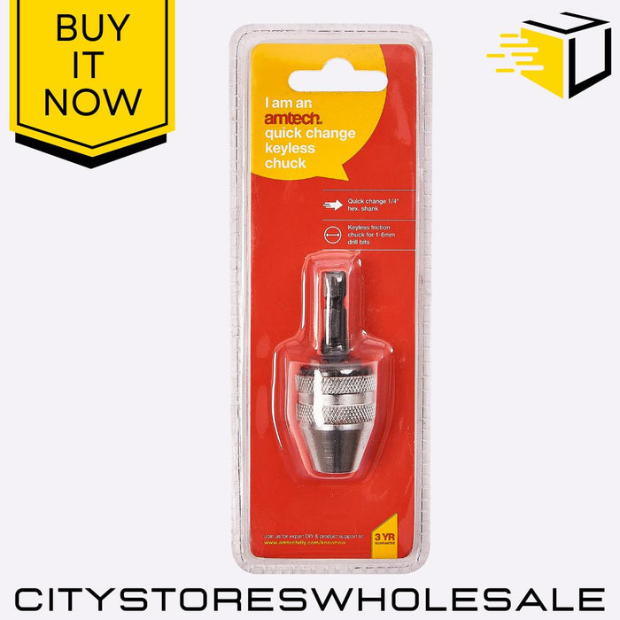Quick Change Keyless Amtech Chuck Drill Bit Adapter for Power Drills Hex