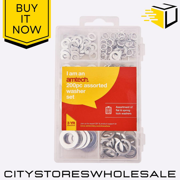 200 Assorted Amtech Washers Set, Stainless Steel, Metric, Ideal For DIY, Repairs