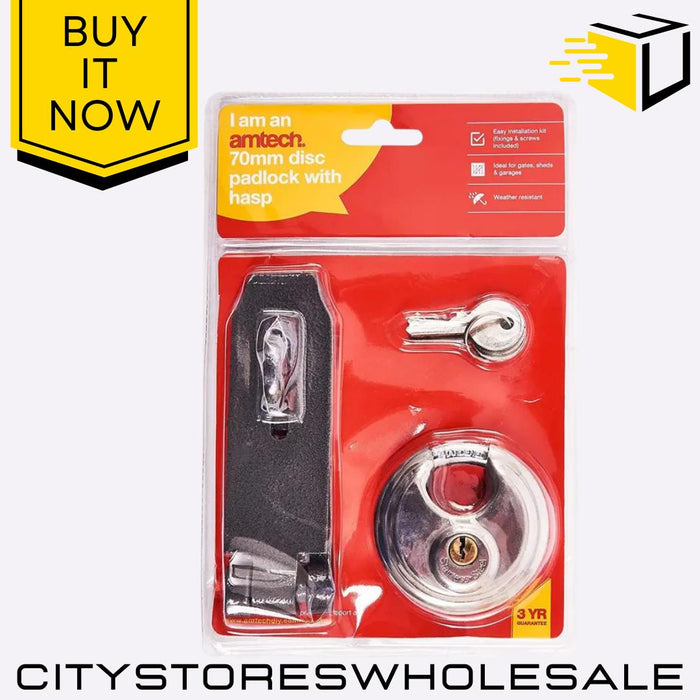 6 Inch Hasp Lock Amtech with 70mm Padlock Heavy Duty Security For Doors & Sheds