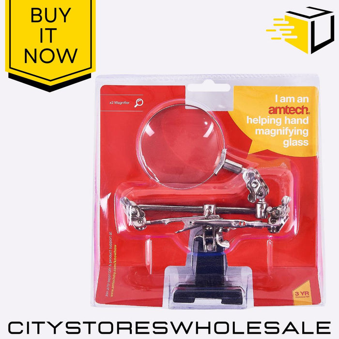 60mm Helping Hand Amtech Magnifying Glass with Adjustable Clips & Soldering Stan