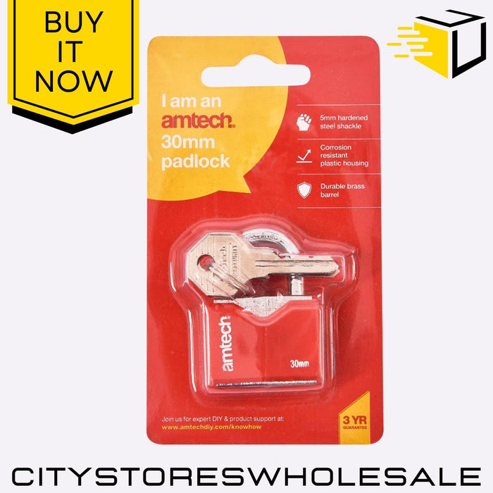 30mm Rhombic Chrome Amtech Plated Iron Padlock With Keys Heavy Duty Security