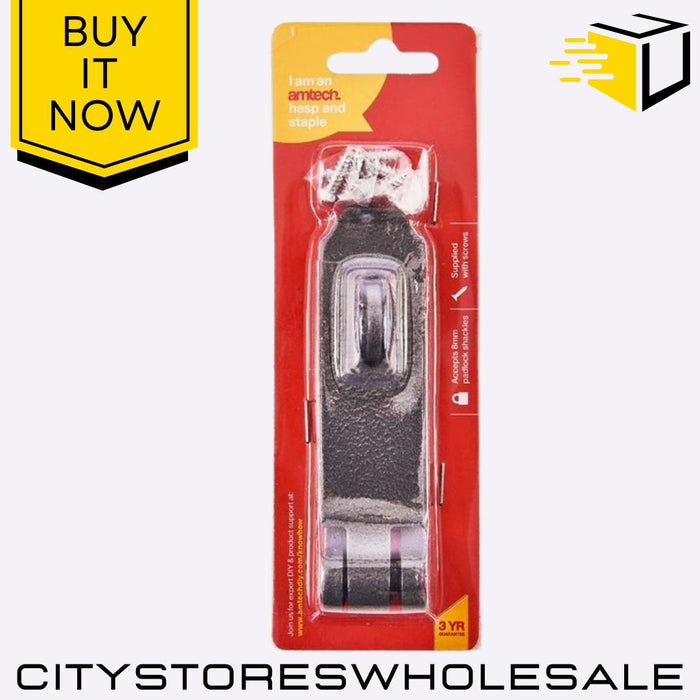 Hasp and Staple 3.5" x 1.13" Amtech Heavy Duty Lock Latch For Shed Gate Door Box