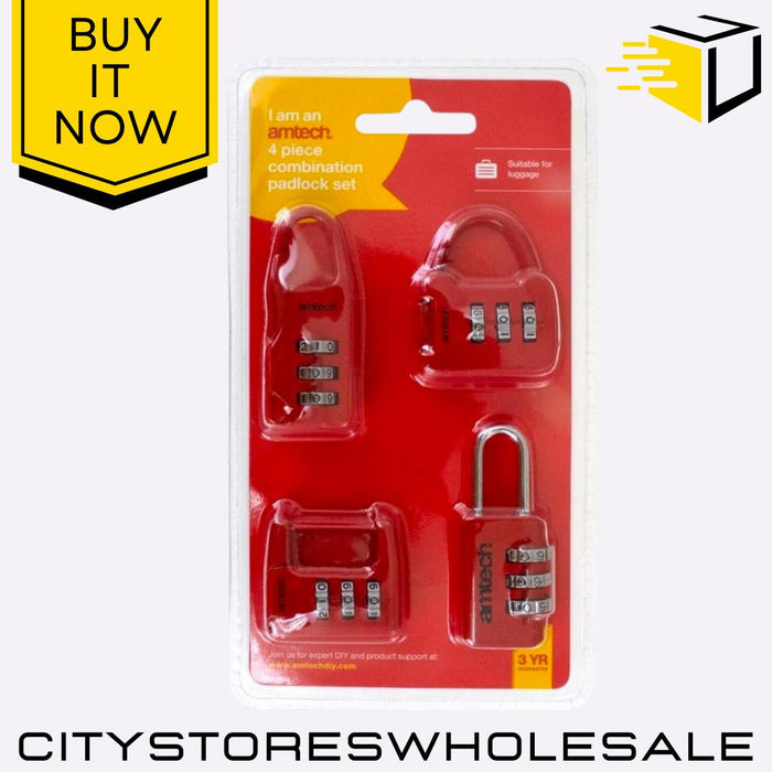 Combination Padlocks Amtech Secure Luggage, Lockers, Cabinets & More 4 Pack