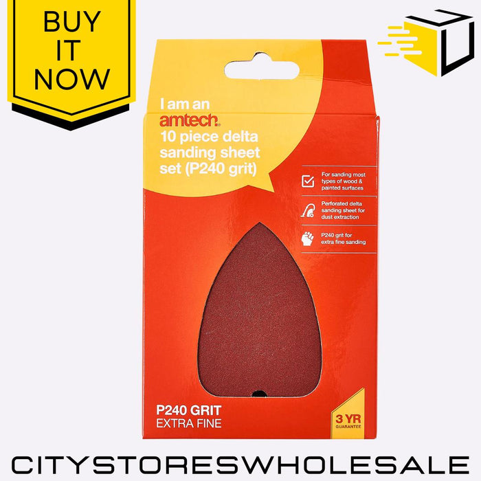 Delta Sanding Sheet Amtech Set P240 Grit 140x140x100mm For Multi Sanders 10 Pack