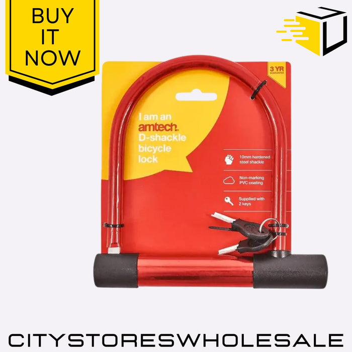 D Shackle Bicycle Amtech Lock Heavy Duty U Lock With 2 Keys Anti-Theft Bike Lock