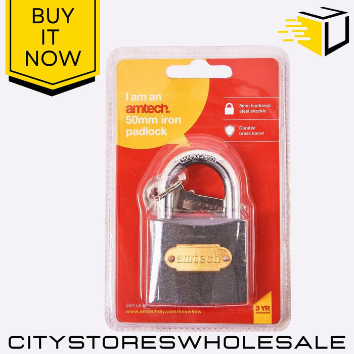 50mm Iron Amtech Padlock Heavy Duty Secure Lock For Sheds, Gates & Storage