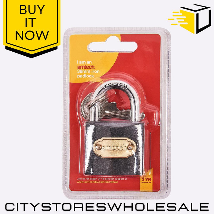 38mm Iron Padlock Amtech Heavy Duty Secure Lock for Sheds, Gates & Storage