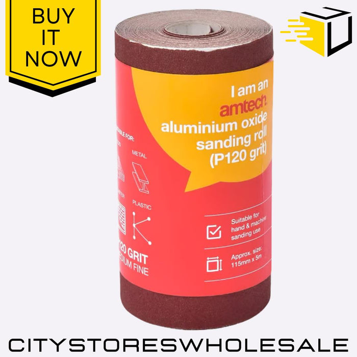 P80 Aluminium Oxide Amtech Sanding Roll 115mm x 5m Wood Paint Abrasive Roll