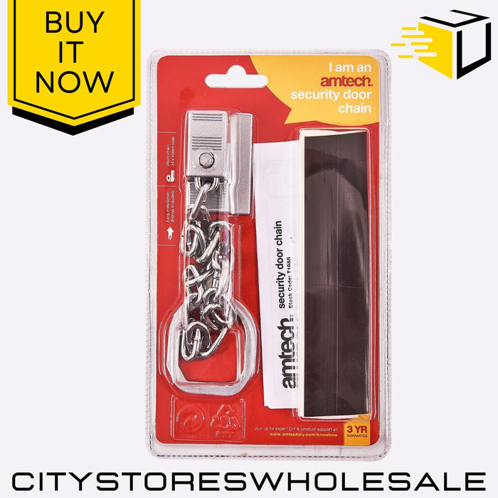 Security Door Chain Amtech 28cm Heavy Duty Lock Safety Restrictor Home & Office