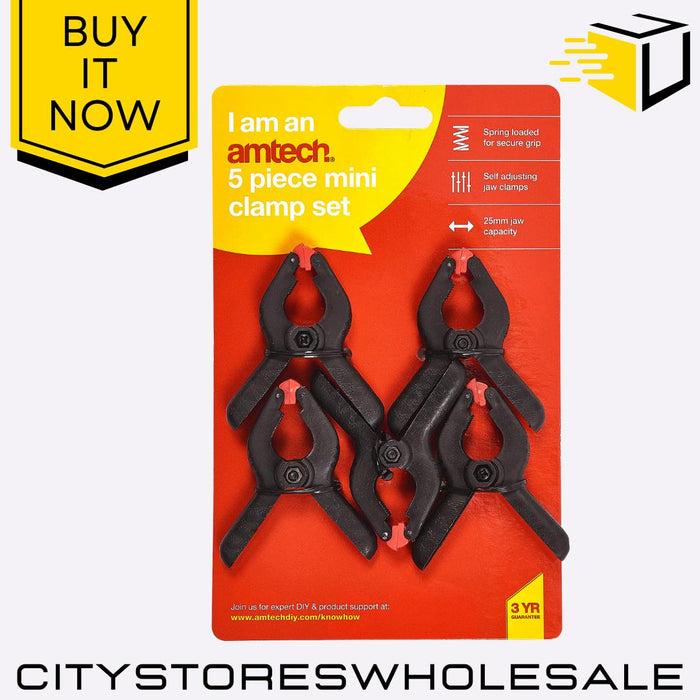 2 Inch Plastic Clamps Amtech Spring Grip Clip For DIY, Craft & Woodwork 5 Pack