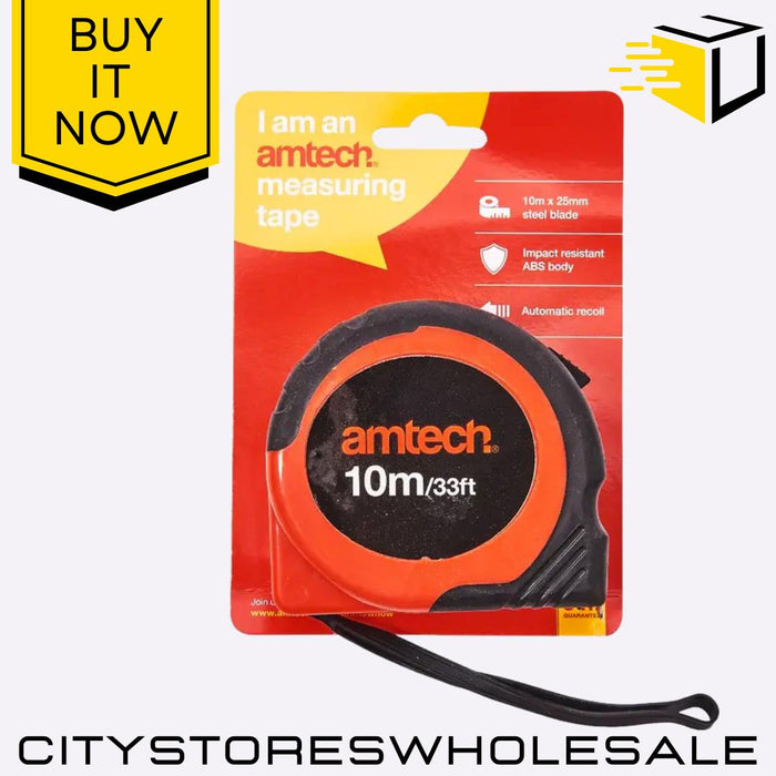 Measuring Tape Amtech 10m x 25mm Heavy Duty Tape Measure With Lock & Belt Clip