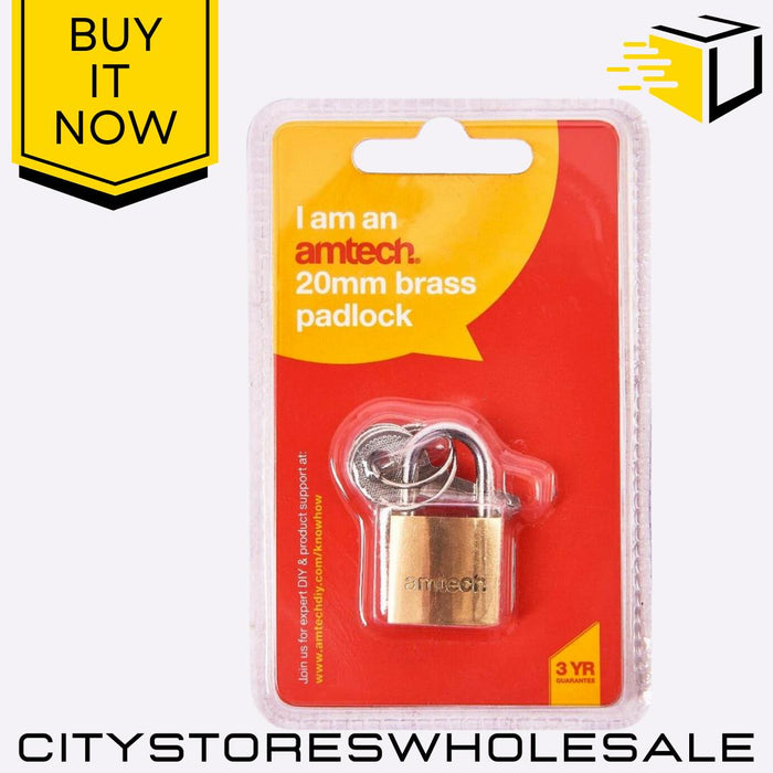 20mm Brass Amtech Padlock Keyed Alike Durable Security Lock Doors, Gates Sheds