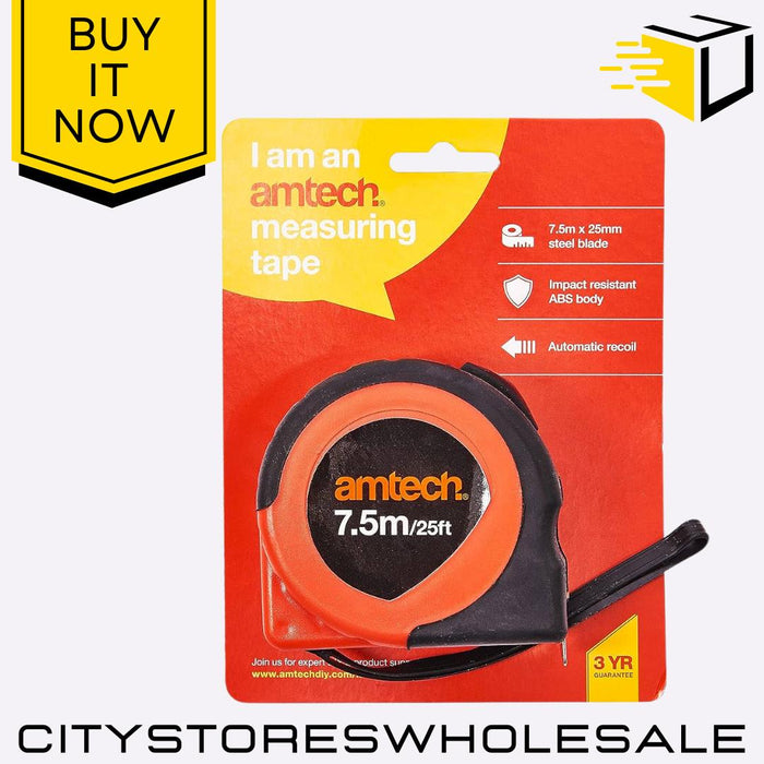 7.5m x 25mm Amtech Heavy Duty Measuring Tape Locking Blade Metric & Imperial