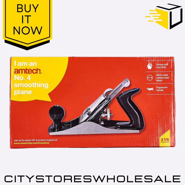No. 4 Smoothing Amtech Plane Heavy Duty Woodworking Tool Adjustable Bench Plane