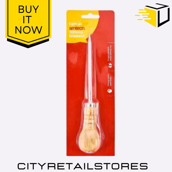 New 4" Hole Maker Punch Bradawl 100mm Wooden Handle Amtech Scribing E5