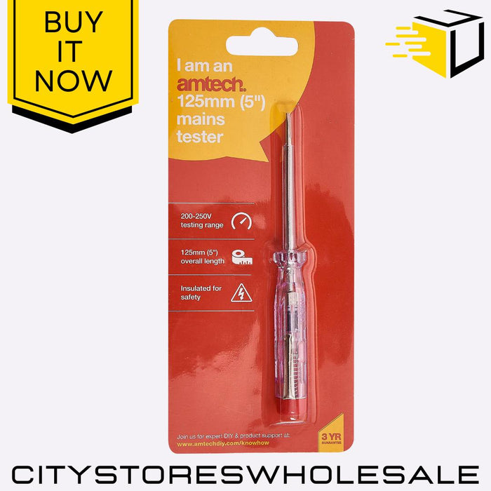 Mains Tester Amtech 5" 125mm Electrical Voltage Screwdriver Indicator Tool