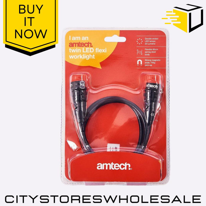 Twin LED Flexi Amtech Work Light 20 Lumens Double Ended Lamp 85cm Flexible Torch