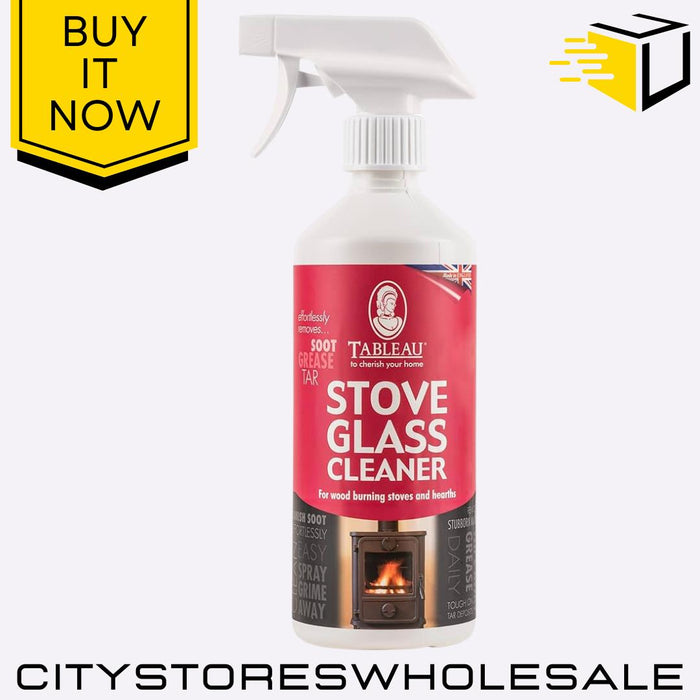 Stove Glass Cleaner Removes Soot, Grease & Stains For Clear Glass 500ml Tableau