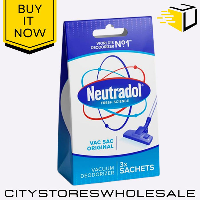 Original Vacuum Deodorizer Sachets Eliminates Odours, Freshens 3pk Neutradol