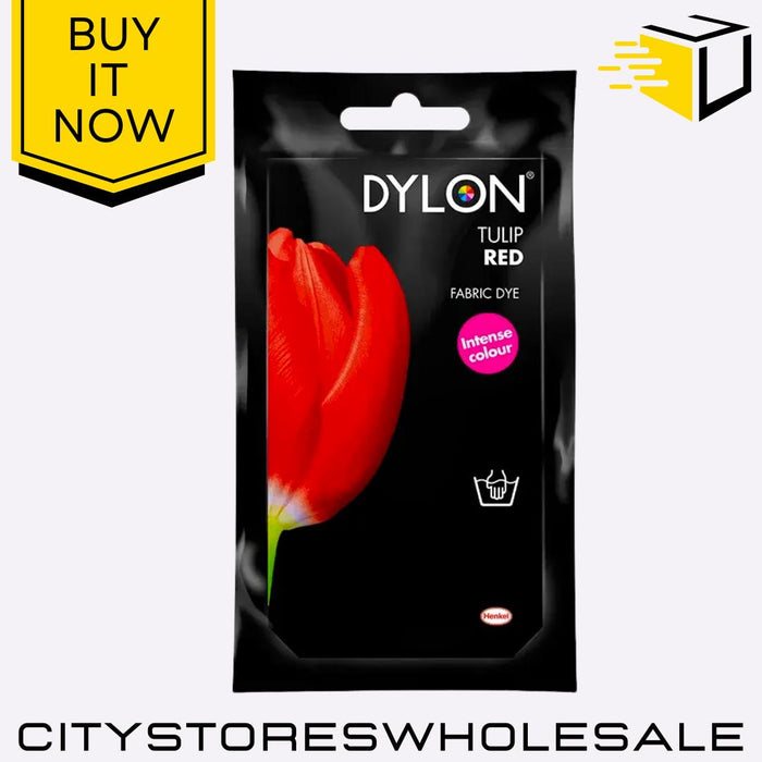 Fabric Hand Dye Dylon Tulip Red Clothes & Fabric Dye Intense Jeans 50g