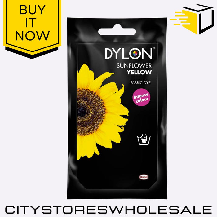 Fabric Dylon Hand Dye Sunflower Yellow Clothes & Fabric Dye Intense Jeans 50g