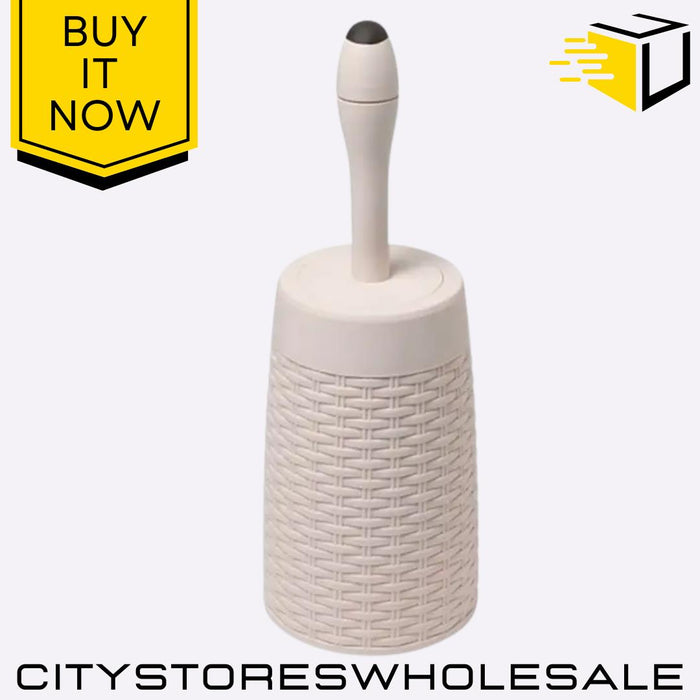 Faux Rattan Round Toilet Brush Set With Detergent Injection Hygienic Addis