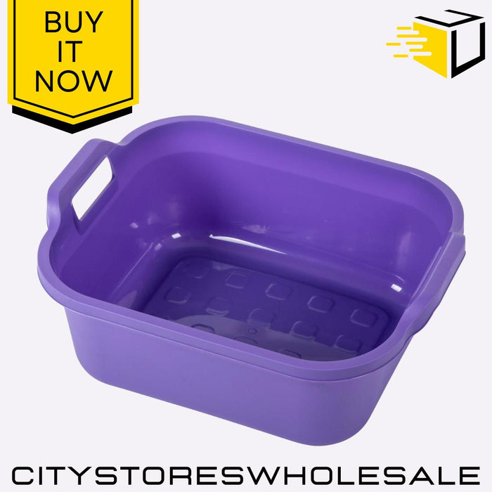 Violet Rectangular 10L Bowl Handle Durable Washing Up 39x32x14cm Addis