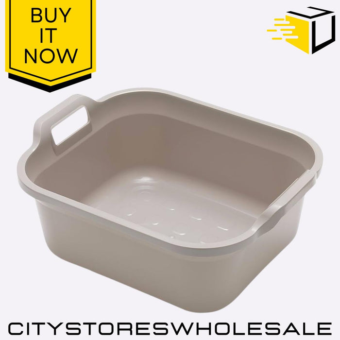 Mushroom Rectangular 10L Bowl with Handle Durable Washing Up 39x32x14cm Addis