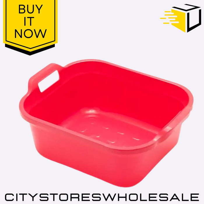 Pomegranate Rectangular 10L Bowl Handle Durable Washing Up 39x32x14cm Addis