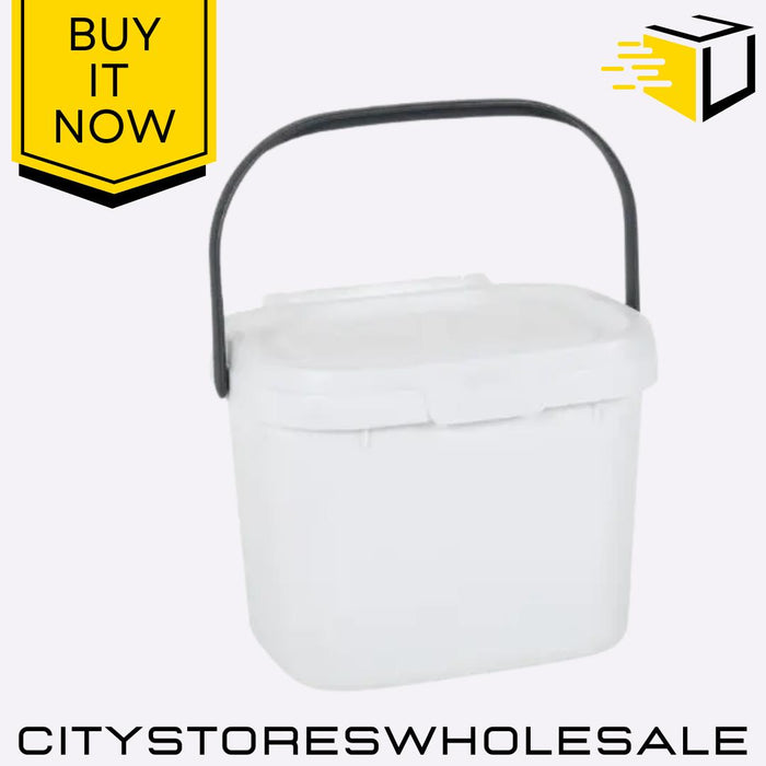Kitchen Food Waste Compost Caddy Bin 4.5L With Lid White/Grey Addis