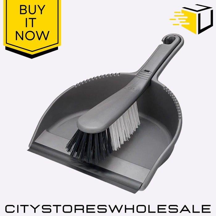 Metallic Soft Dustpan & Brush Set Heavy Duty Cleaning For Home & Office Addis