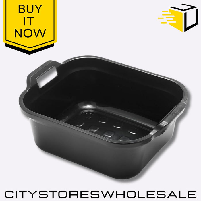 Black Rectangular 10L Bowl with Handle Durable Washing Up 39x32x14cm Addis