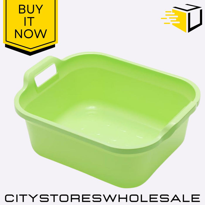 Mint Green Rectangular 10L Bowl Handle Durable Washing Up 39x32x14cm Addis