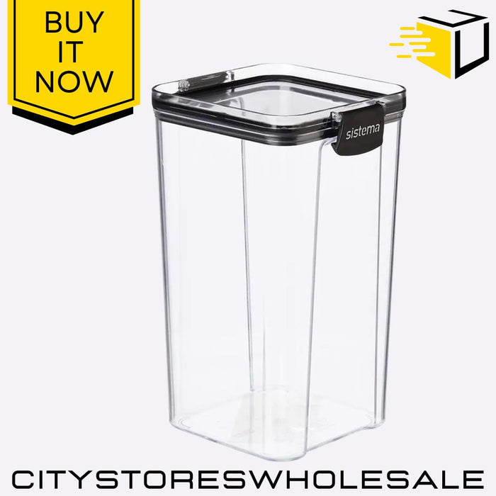 Ultra Clear Tritan Square Food Storage Container 1.3L BPA Free Lid Sistema