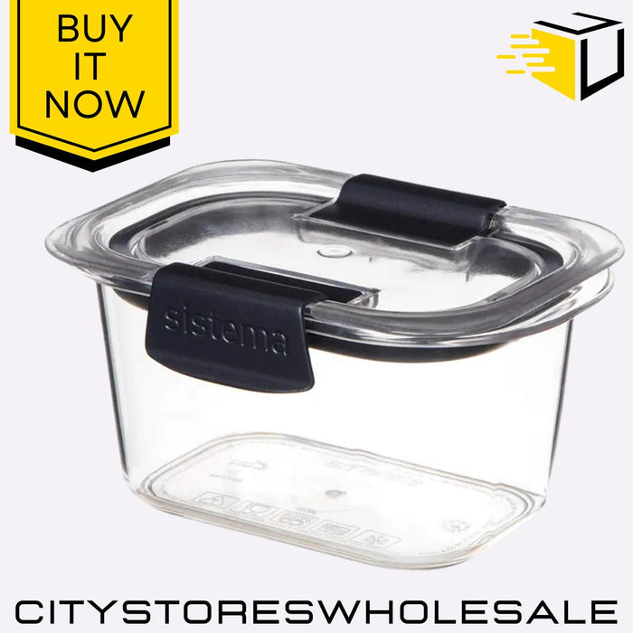 Food Storage Container 380ml Clear With Grey Clips & Airtight Seal Sistema