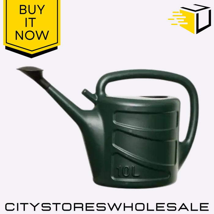 Green Watering Can 10L Durable Plastic Garden Water Dispenser Whitefurze