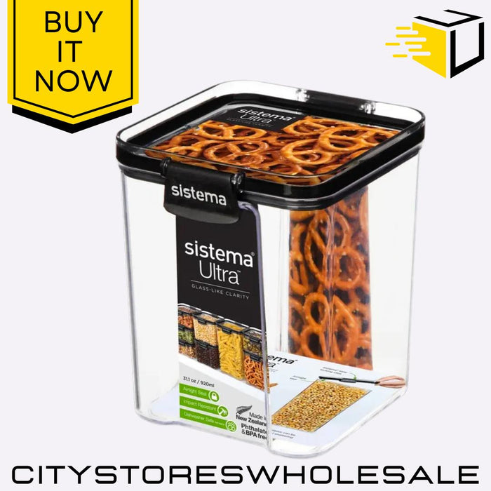 Tritan Ultra Airtight Storage Container 920ml Leakproof BPA-Free Durable Sistema