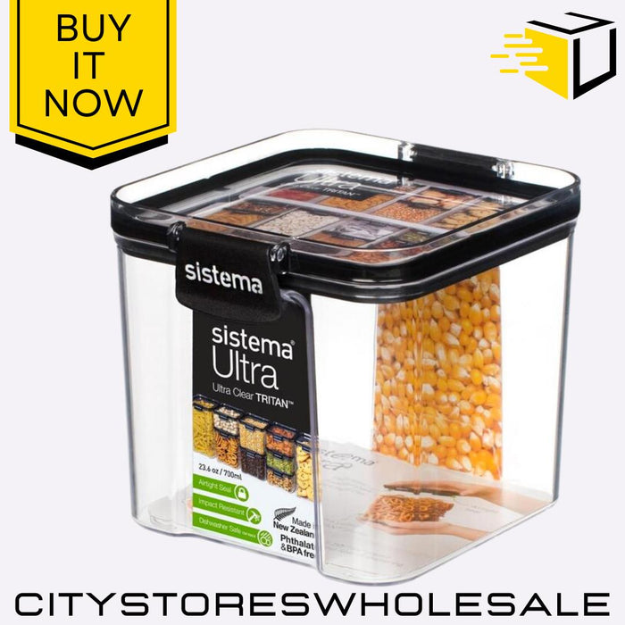 Ultra Clear Tritan 700ml Square Food Storage Container BPA Free Clip Lid Sistema