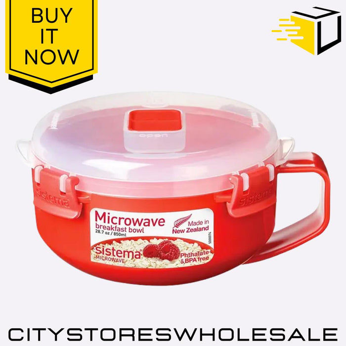 Microwave Breakfast Porridge Bowl 850ml BPA Free Food Container Sistema