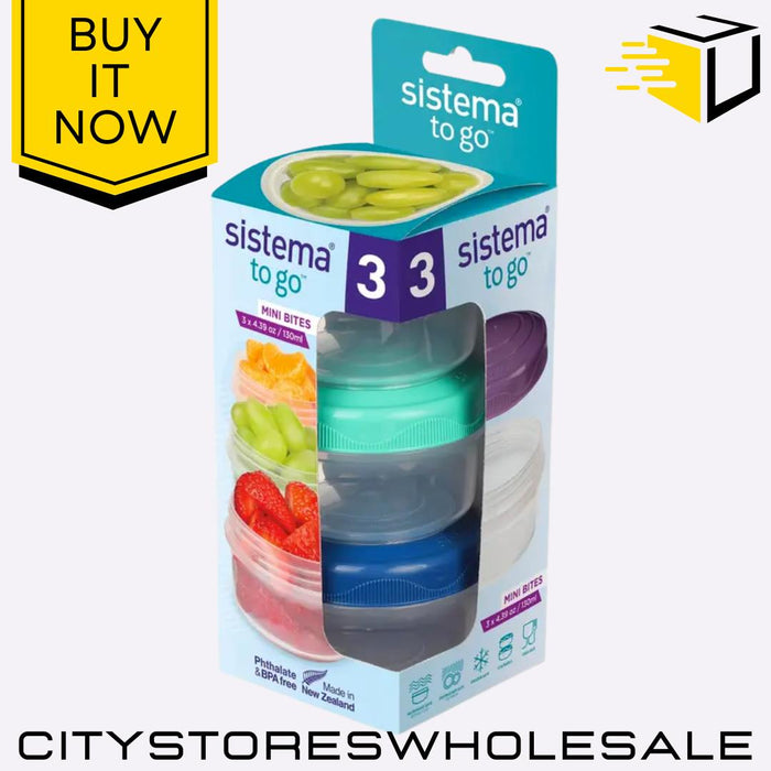 To Go Mini Bites Storage Container 130ml 3 Pack Sistema