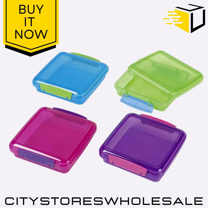 Sandwich Lunch Box 450ml BPA Free Food Container Assorted Colours Sistema