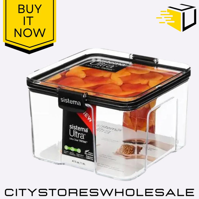 Ultra Clear Tritan Square Food Storage Container 1.4L BPA Free Box Sistema